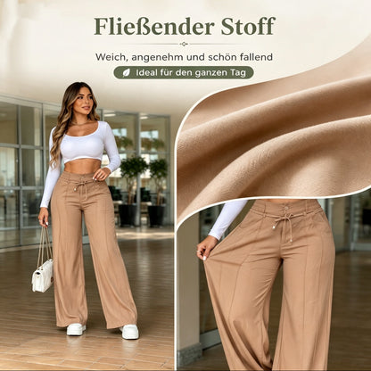 New Spring/Summer Drawstring High-Waisted Wide-Leg Pants