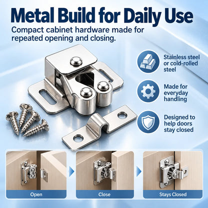 🔧 Spring-Loaded Cabinet Door Catch Latch – Durable Metal Design with 6 Stylish Finishes