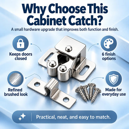 🔧 Spring-Loaded Cabinet Door Catch Latch – Durable Metal Design with 6 Stylish Finishes