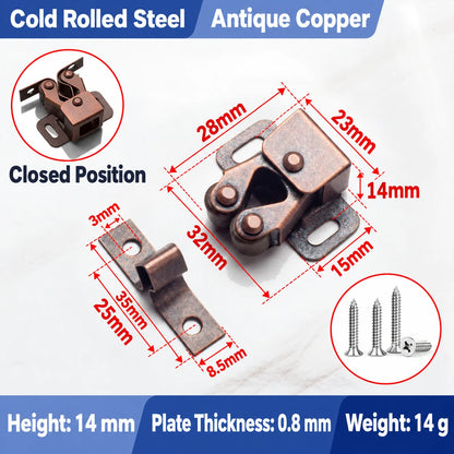 🔧 Spring-Loaded Cabinet Door Catch Latch – Durable Metal Design with 6 Stylish Finishes