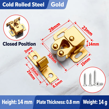 🔧 Spring-Loaded Cabinet Door Catch Latch – Durable Metal Design with 6 Stylish Finishes