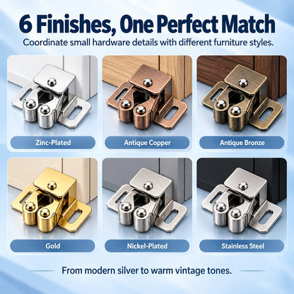 🔧 Spring-Loaded Cabinet Door Catch Latch – Durable Metal Design with 6 Stylish Finishes
