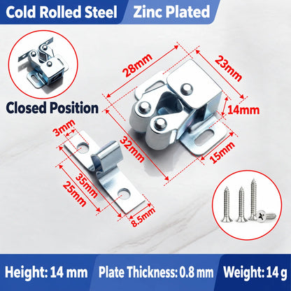 🔧 Spring-Loaded Cabinet Door Catch Latch – Durable Metal Design with 6 Stylish Finishes
