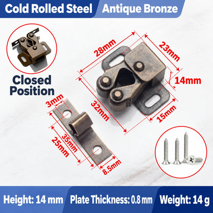 🔧 Spring-Loaded Cabinet Door Catch Latch – Durable Metal Design with 6 Stylish Finishes