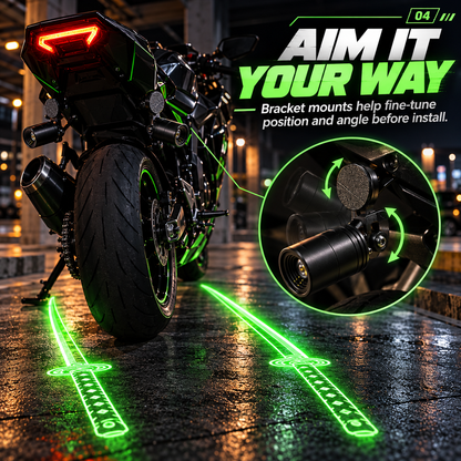🏍️ Green Katana Motorcycle Ground Projector Lights⚔️