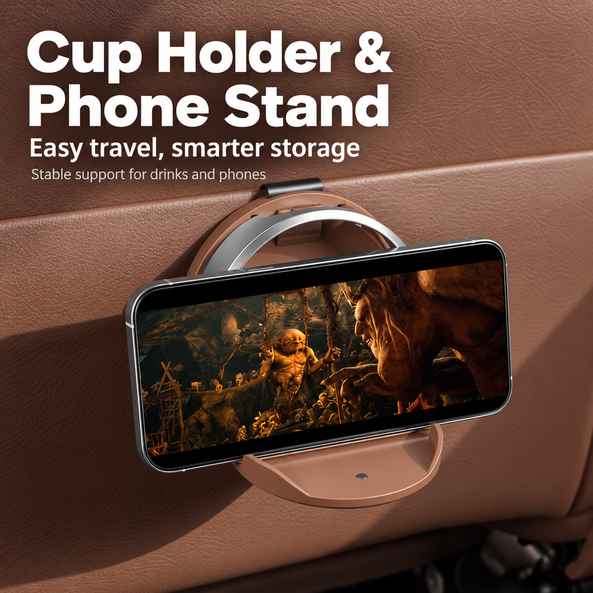 🥤Universal Foldable Car Cup Holder with Hooks - Suitable for Bottles, Coffee Cups, and Glasses