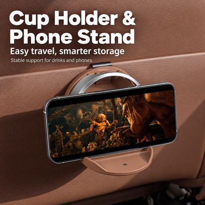 🥤Universal Foldable Car Cup Holder with Hooks - Suitable for Bottles, Coffee Cups, and Glasses