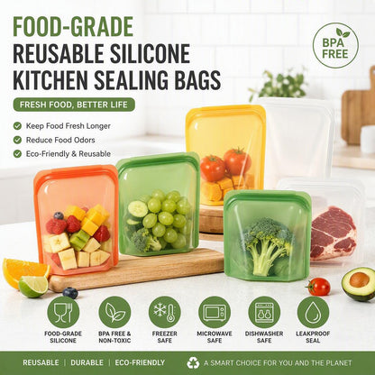 Food-Grade Reusable Silicone Kitchen Sealing Bags