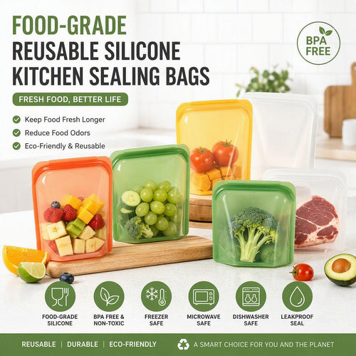 Food-Grade Reusable Silicone Kitchen Sealing Bags