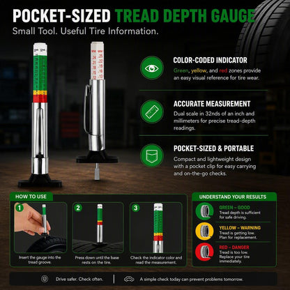 Car Tire Tread Depth Gauge Color Coded
