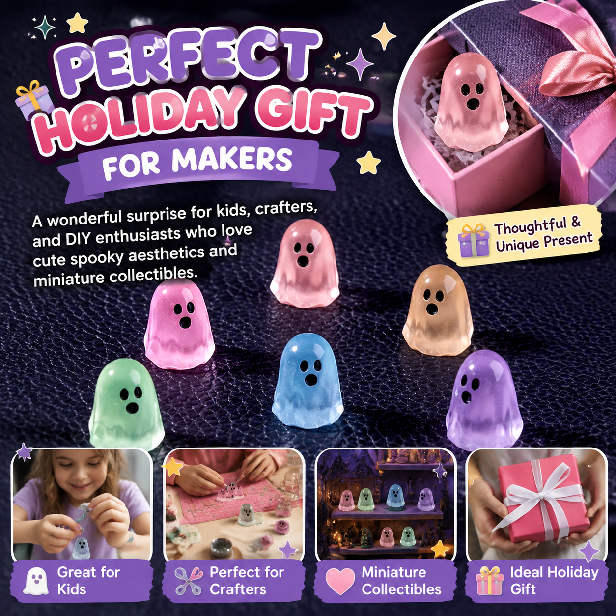 👻Six-color creative glow-in-the-dark ghost ornament