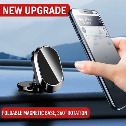 Foldable Metal Magnetic Car Phone Holder - 360° Rotating