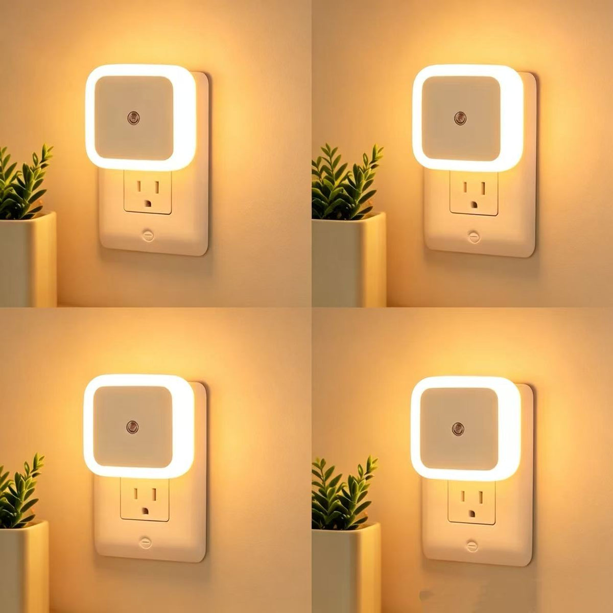 Creative Gift Intelligent LED Plug-in Energy-Saving Light-Controlling Night Light（4Pcs）