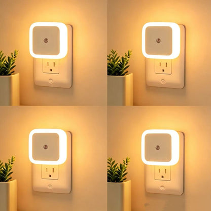 Creative Gift Intelligent LED Plug-in Energy-Saving Light-Controlling Night Light（4Pcs）