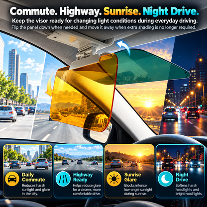 🚘Adjustable Car Anti-Glare Sun Visor, Dual Color Day Night Driving Shield