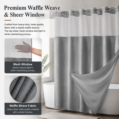 ✨Hookless Washable Waffle Weave Shower Curtain
