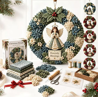 3D Fabric Stamped Wreath DIY Set, Adult Christmas Wreath Craft Set