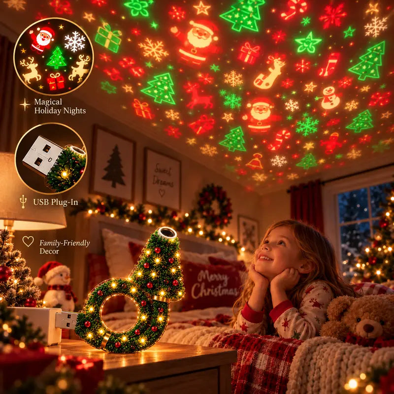USB Plug-In Christmas Projector Night Light
