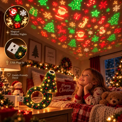 USB Plug-In Christmas Projector Night Light