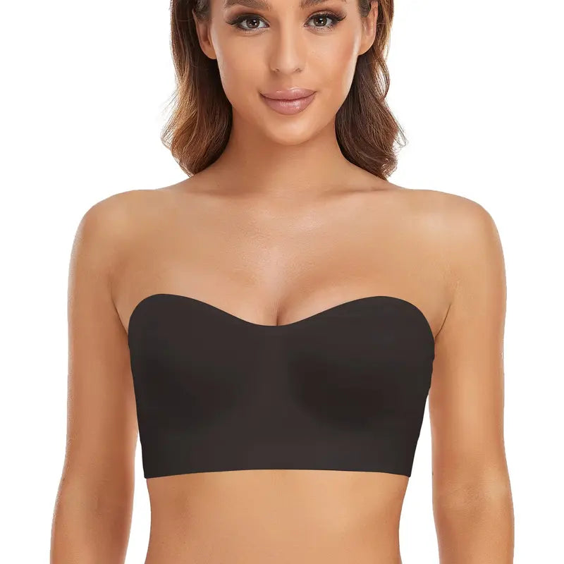 👗Strapless, non-slip, seamless silicone push-up bandeau with invisible straps