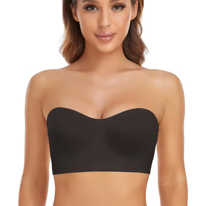 👗Strapless, non-slip, seamless silicone push-up bandeau with invisible straps