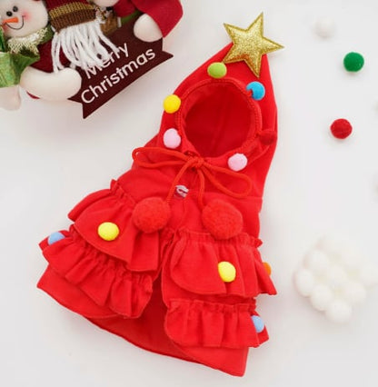 🎄Christmas Tree Pet Cloak Costume | Cute Hooded Dog & Cat Holiday Cape🐶