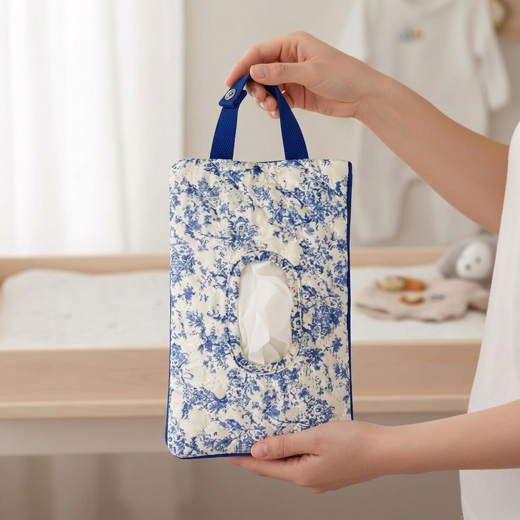 🌸Hangable floral pattern wet wipes bag