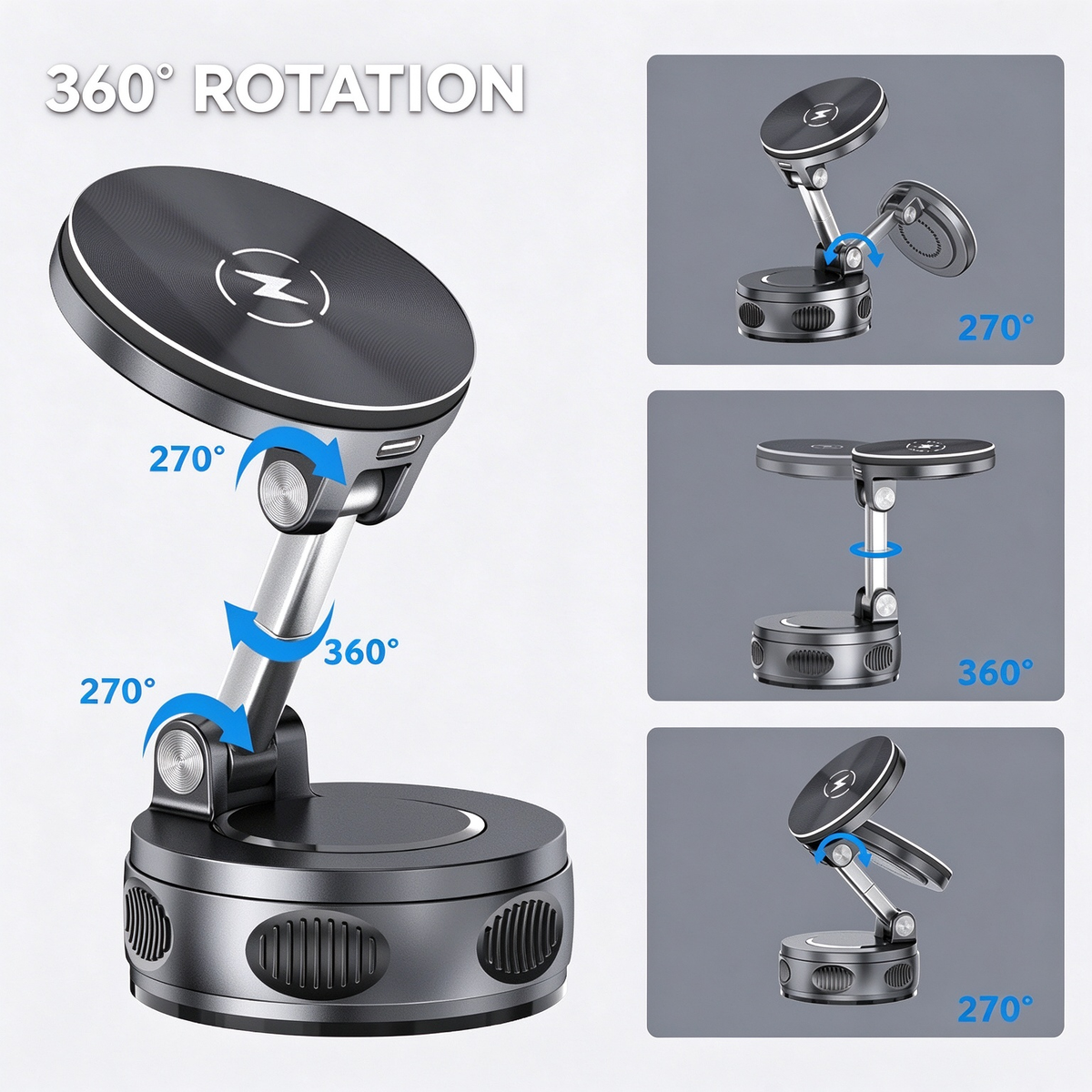 🚗Car Center Console Suction Cup Phone Holder - USB-C Car Charger