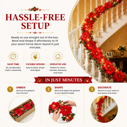 🌹LED Christmas Red and Poinsettia Wreath
