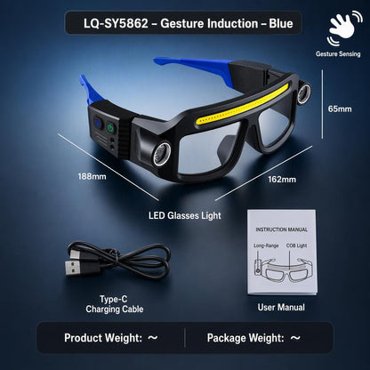 Rechargeable Lighted Safety Glasses with LED Headlamp
