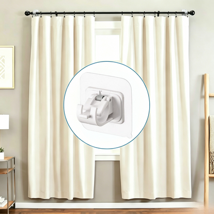 🔨🚫 No Drill Nail Free Adjustable Self Adhesive Curtain Rod Holder Hooks