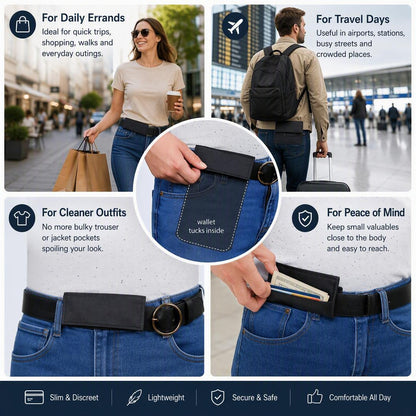 Hidden Under-Clothing Travel Wallet, Breathable Lightweight Pouch for Cards