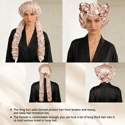 🎀Super long pleated side-edge satin sleep cap