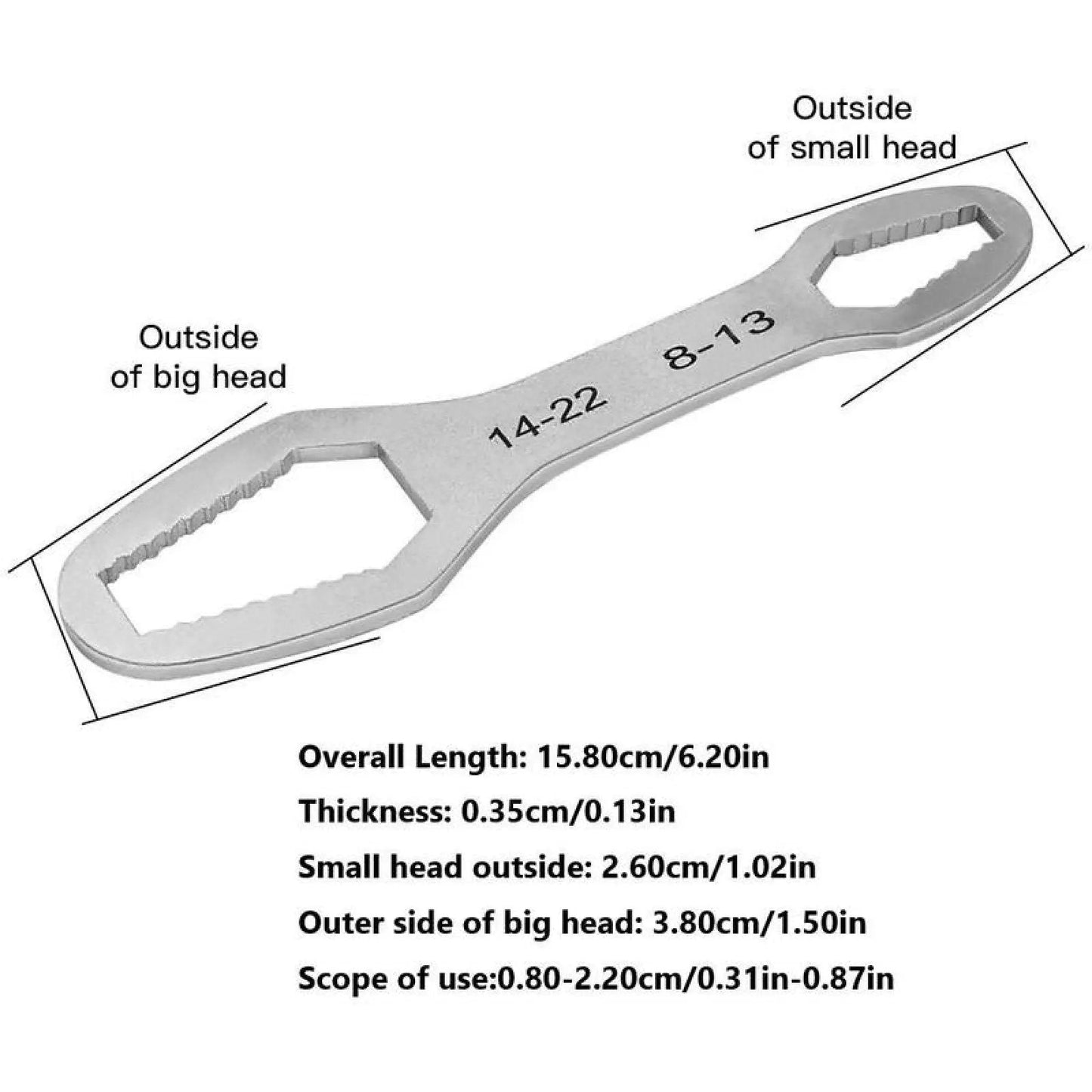 Universal Car Torx Wrench,8-24mm Self-tightening Wrench,Double-head Torx Spanner