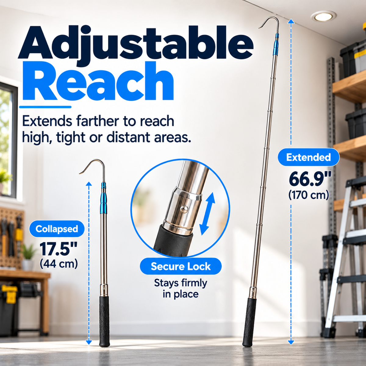 ⚓5.6-Foot Upgraded Telescopic Adjustable Cargo Grabber – Lightweight Alloy Multi-Purpose Trailer Tool