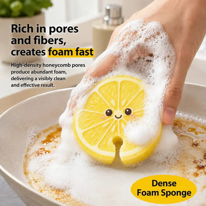 🍊🧼3 Pcs Cute fruit-shaped dishwashing sponge - suitable for cleaning kitchen tableware