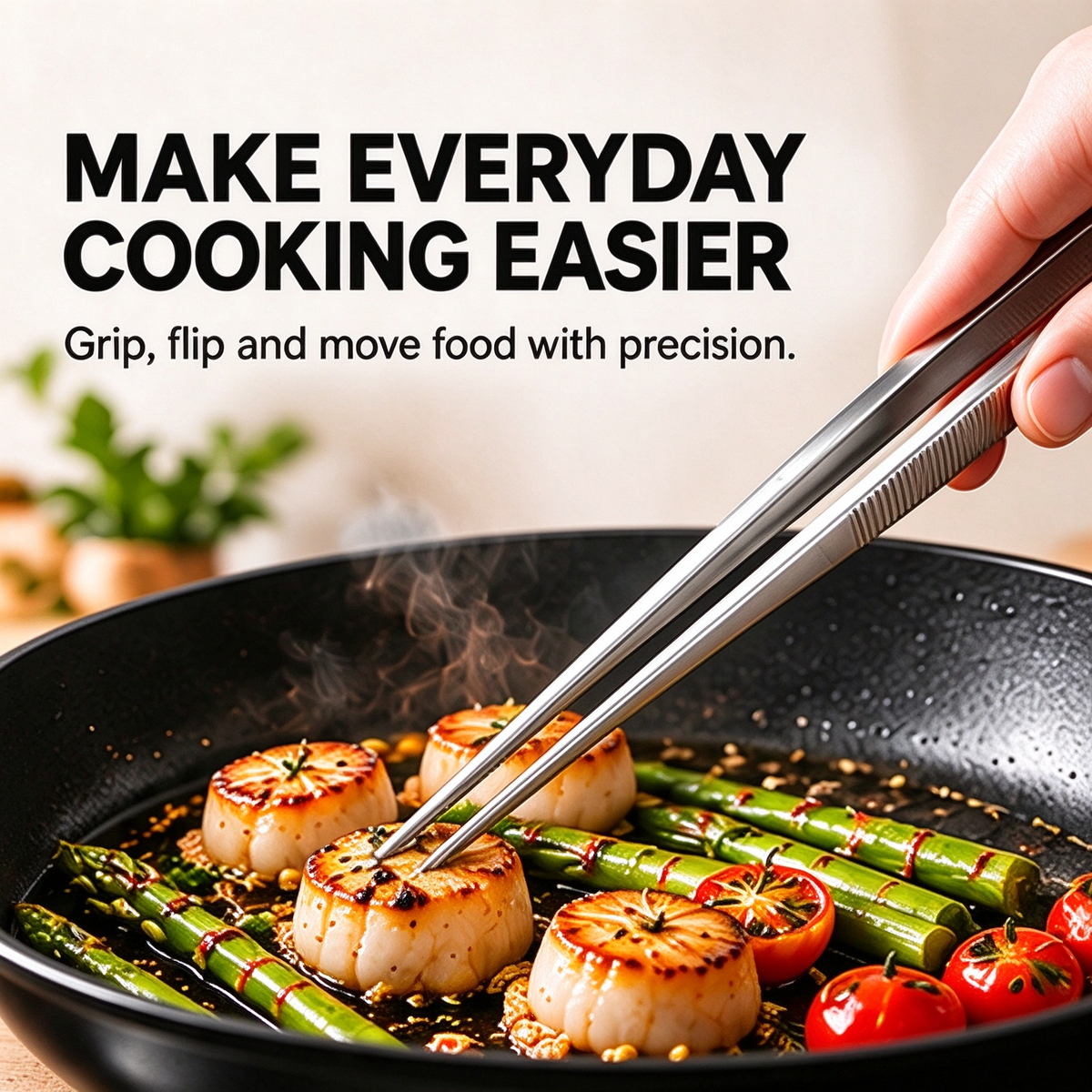 4-Piece Stainless Steel Precision Cooking Tweezers
