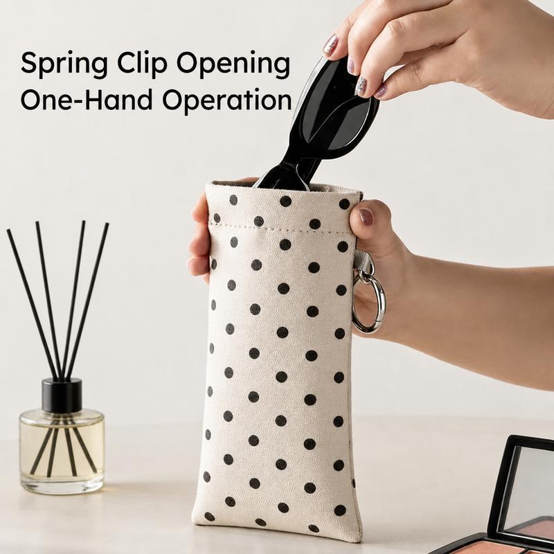 Buy three get one free🎒 PU Leather Eyeglass Pouch with Key Ring - Spring-Open Portable Glasses Case ✨