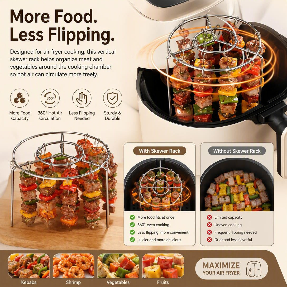 304 Stainless Steel Air Fryer Skewer Rack 360° Baking