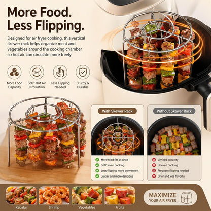304 Stainless Steel Air Fryer Skewer Rack 360° Baking