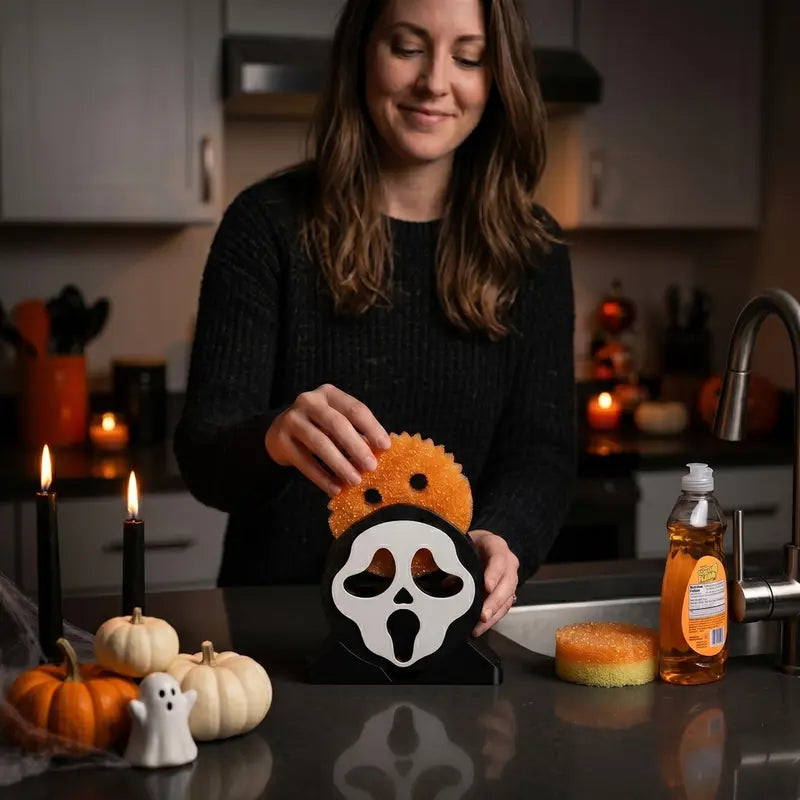 💧👻Screaming Ghost-Shaped Foam Stand (with Drainage Holes)