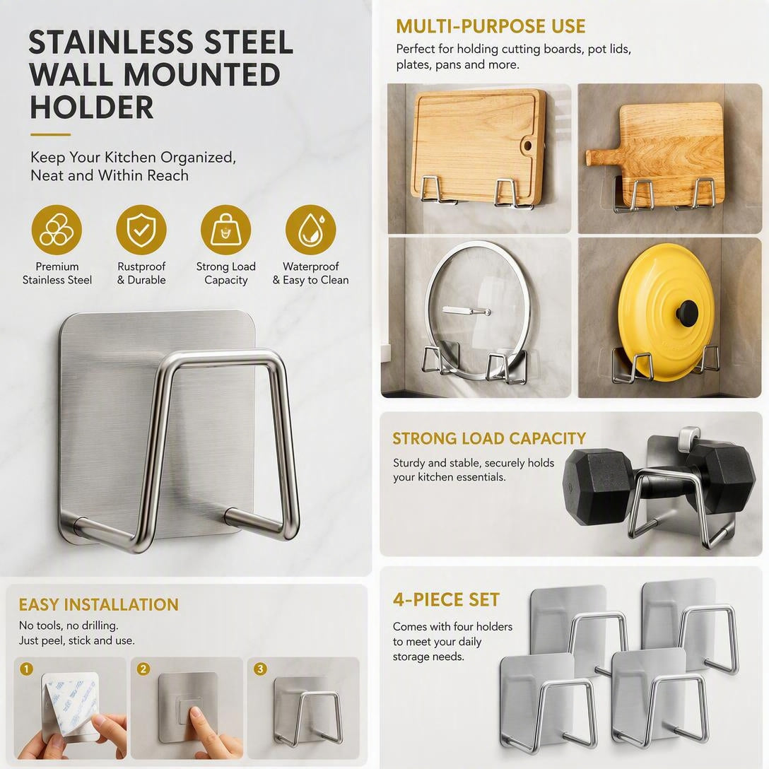 Stainless Steel Kitchen Storage Rack (4Pcs)