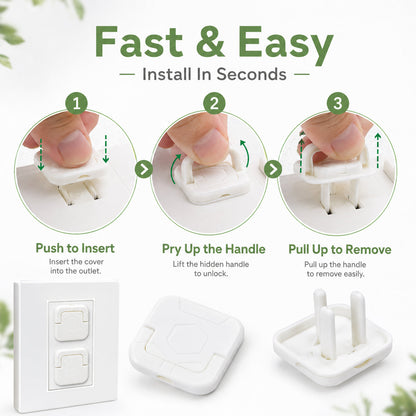 👶Baby Proof Socket Covers with Smart Handle Design – Fits 2 & 3 Prong Outlets for Easy Parent Removal