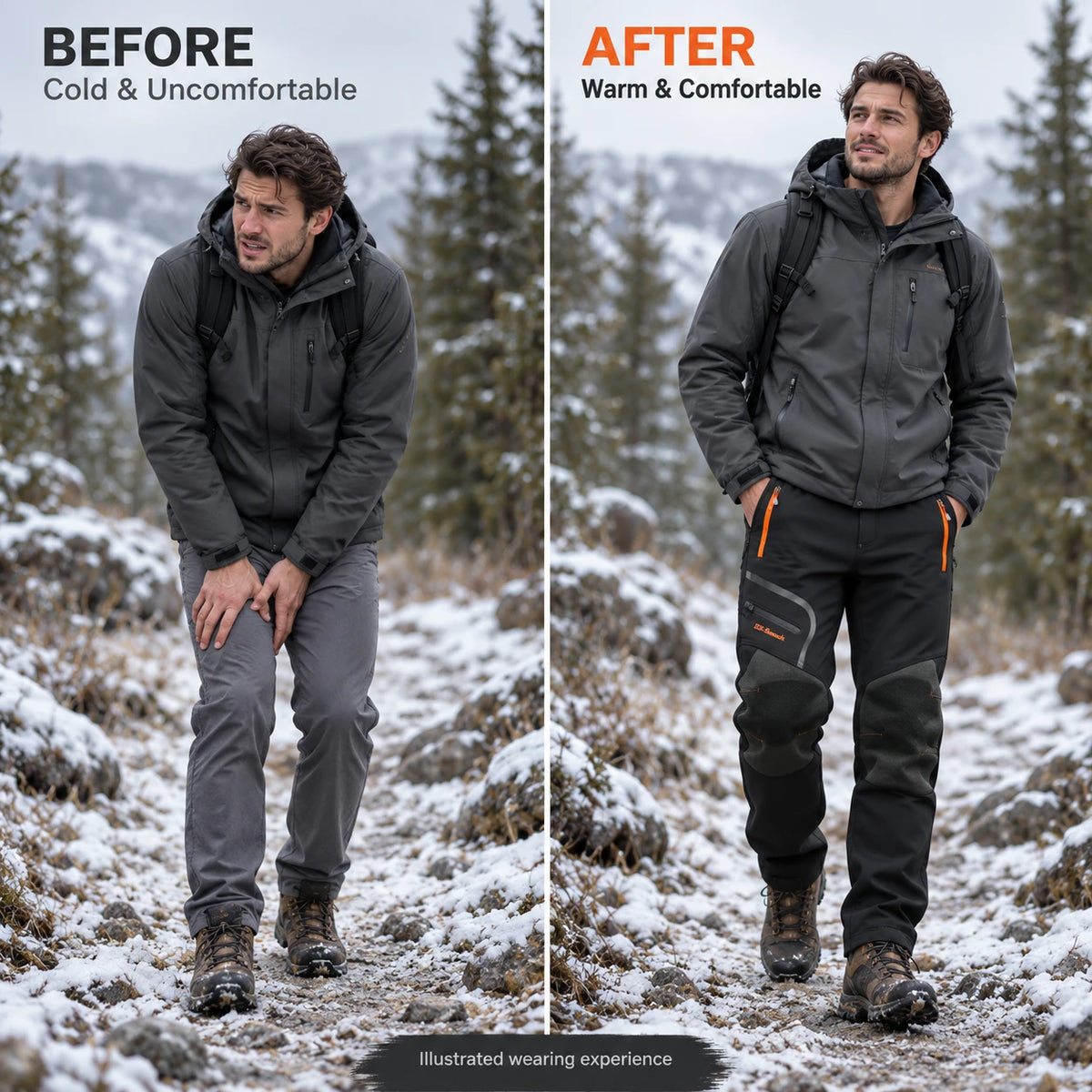 👖Men’s Fleece-Lined Softshell Hiking Pants