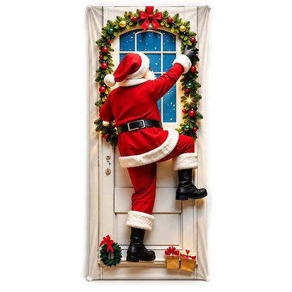 🎄 Stretch-Fit Christmas Door Cover – 4-Side Elastic Holiday Decoration