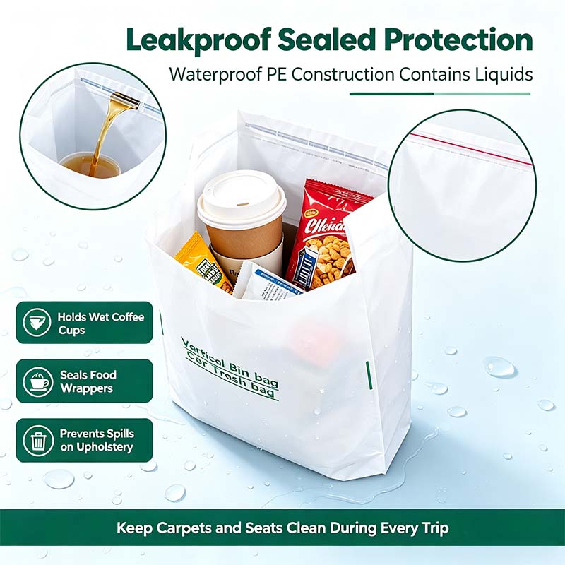 Leak-resistant waterproof PE disposable car trash bag
