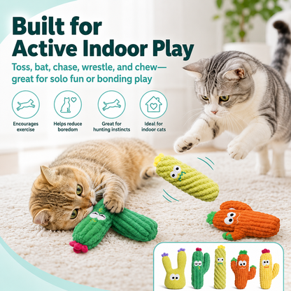 Cactus 5-Pack Cat Toy Set – Herb Filled, Teething Friendly, Natural Stimulation