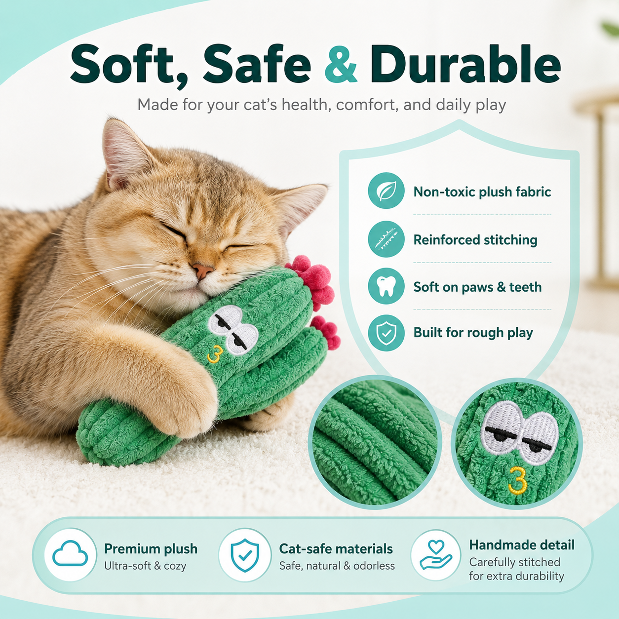 Cactus 5-Pack Cat Toy Set – Herb Filled, Teething Friendly, Natural Stimulation