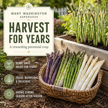🌿Four Seasons Asparagus Mary Washington Seeds – Perennial, Tender, Nutrient