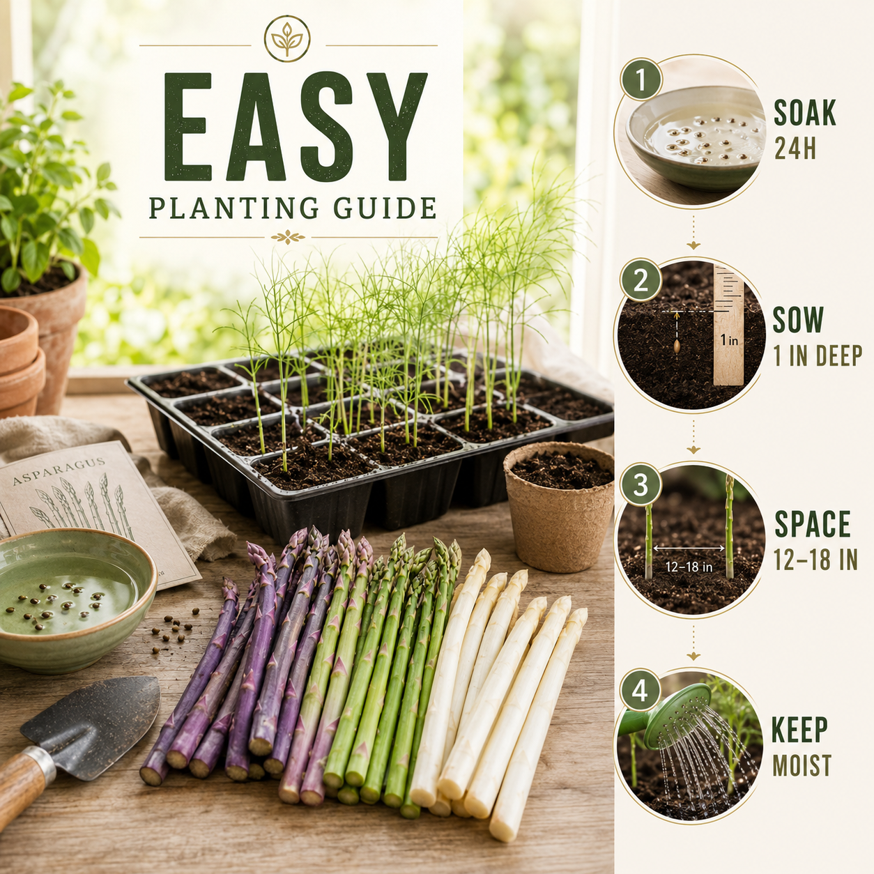 🌿Four Seasons Asparagus Mary Washington Seeds – Perennial, Tender, Nutrient